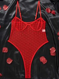 Sexy Set New Hot Semi Sheer Teddy Backless Thong Bodysuit Womens Lingerie Underwear Erotic Teddies Bodysuits Q240511