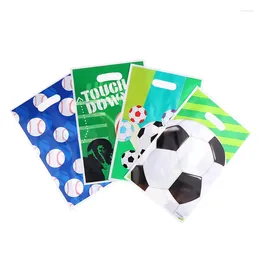 Gift Wrap 10Pcs Football Soccer Theme Plastic Handbag Cartoon Bags Kids Birthday Party Supplies Baby Shower Favor Event Decoration