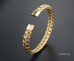 luxury High Quality 316L Stainless Steel Bracelets Bangles Gold Silver Color Cable Wire Cuff Bracelets for Women Men Jewelry6424027