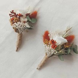 Decorative Flowers Small Floral Preserved Rose Wedding Corsage Dried Flower Gypsophila For Bridesmaid Guests Marriage Accessories DIY Craft