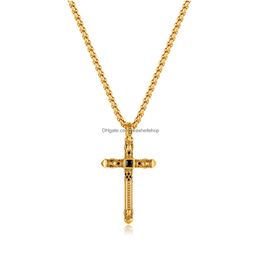 Pendant Necklaces Vintage Cross Titanium Steel Personalized Stainless Punk Style Necklace For Men Drop Delivery Jewelry Pendants Dhmur