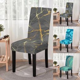 Chair Covers Marbling Print Dining Cover Elastic Slipcover Strech Household Office For El Restaurant Home Decor