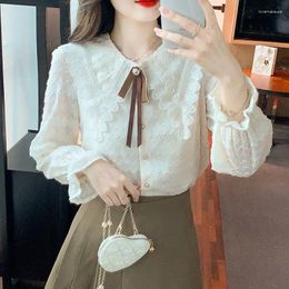 Women's Blouses Autumn Winter Thin Solid Ladies Long Sleeve Women Clothing Tops Casual Half Height Collar Undercoat Elegant Buttons