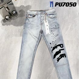 Women's Pants Fashion Purple ROCA Brand Jeans High Street Blue Printed Letter Repair Low Raise Skinny Denim Trousers 28-40 Sizes