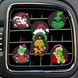 Interior Decorations Green Haired Monster Christmas Cartoon Car Air Vent Clip Conditioner Outlet Per Clips For Office Home Square Head Ot5T9