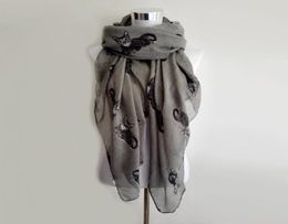 New fashion big Cat Pattern Scarf Spring Foulard long scarves for women Ladies Gray Animal Print Scarves5099932