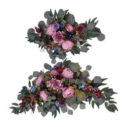 Decorative Flowers 2Pcs Silk Artificial Flower Door Wreath Background Wall Decoration For Arrangement Wedding Backdrop Welcome Sign