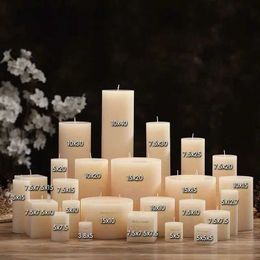 5Pcs Candles Home decorative candles European style ic pillar ivory white candle smokeless wedding candles hotel decoration candle