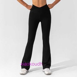 AAA Designer Lul Comottuale pantaloni da yoga sport da donna Four Seasons Solid Color Minimalist Caratteristiche Vwaist Sollevamento Stending Sensazione dell'anca Micro Ra Long Fitness