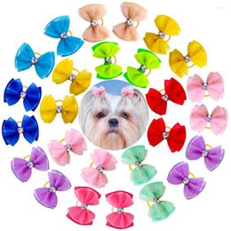 Dog Apparel 10pcs Hair Bows Diamond Lace Accessories Solid Grooming Pet Supplies Rubber Band For Small Dogs