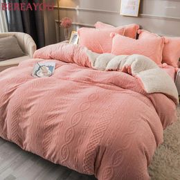 Bedding Sets Nordic Solid Colour Thicken Adult Single Duvet Cover Set Full King Size Bed Sheet And Pillowcase Warm Home Beddings