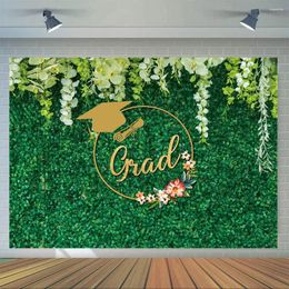 Party Decoration Green Flowers And Leaves Congratulations On Graduation Pography Background Ceremony Banner Po Studio Prop