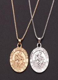 Pendant Necklaces Drop Handmade Mens Heavy St Christopher Necklace Traveler Medallion Bible Jesus Protection Jewelry Baptism Gifts3058245