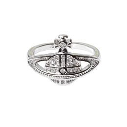 Brand Westwoods Ring Personalized and Fashionable Saturn High Grade Metal Diamond Jewelry for Women Nail H897
