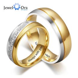 Wedding Rings Customized Name Carving Engagement Ring Mens Personalized Couple with Zirconia Anniversary Gift Q240511