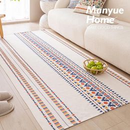 Carpets Nordic Floor Bedroom Bedside Rug Retro Cotton And Linen Carpet Living Room Sofa Coffee Table Mat Home Decoration