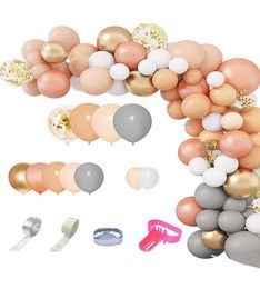 Decorative Flowers Wreaths 129pcset Peach Blush Latex Balloons Garland Arch Kit Retro Balloon Set Baby Shower Decorations For W4334335