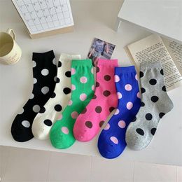 Women Socks Fashion Color Dots Spring Summer Sports Crew Cotton Absorb Sweat Soft Funny Short Female Breathable