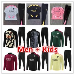 Paris tracksuit 2024 2025 MBAPPE kids and men 23 24 25 pPSG football training suit long sleeve soccer Jersey kit uniform chandal adult boys FAN PLAYER VERSION