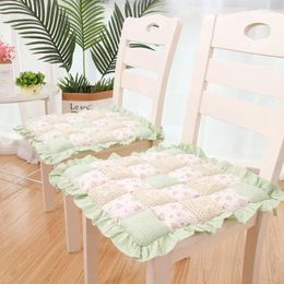 Pillow High Quality Pastoral Print Thicken Soft Non-slip Strap Square Home Dining Chair Mat Cotton Student Office Car