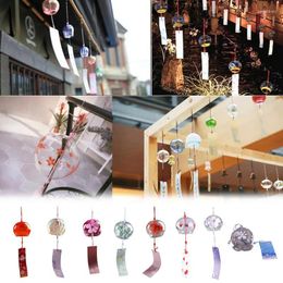 Decorative Figurines Romantic Flower Wind Bells Pattern Japanese Style Glass Chimes Hanging Outdoor Pendants For Home Restaurants Decor