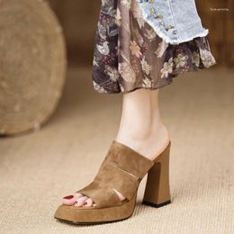 Slippers Platform Women Super High Heels Shoes Summer Fashion 2024 Dress Sandals Suede Chunky Sexy Pumps Mujer Zapatos Slides