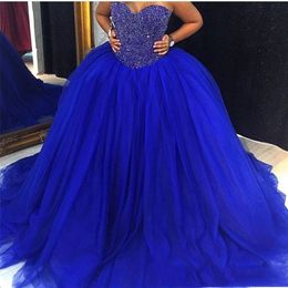 Royal Blue Puffy Tulle Ball Gown Quinceanera Dresses Sweetheart Crystal Beaded Party Dress Sweet 16 Dresses Vestidos De 15 Custom QC151 265K