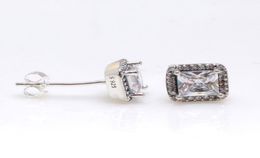 925 Sterling Silver Square Big CZ Diamond Earring Fit Jewelry Gold Rose Gold Plated Stud Earring Women Earrings7499745