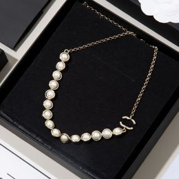 Designer Choker Necklaces Brand C-Letter Copper Necklace Fashion Women Gold Plated Collarbone Chain Jewelry Crystal Pearl Fashion Christmas Gift