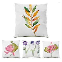 Pillow Simple Plant Decorative Vintage Flower Sofa For Living Room Polyester Linen Pillowcase Ultra Soft Velvet Cover E0768