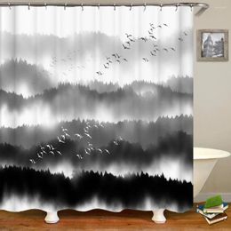 Shower Curtains 3D Natural Landscape Hazy Misty Forest Printed Bathroom Curtain Polyester Waterproof Bath With Hook Home Decor