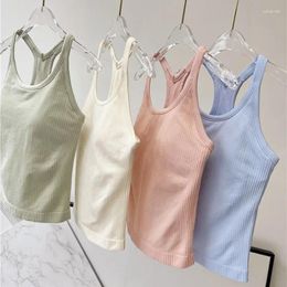 Active Shirts Women Longline Inner Padded Racerback Crop Tank Tops Basic Lounge Slim Fit Workout For Gym Yoga Fitness