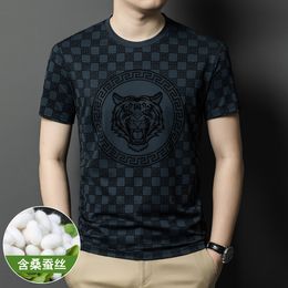 Men's T-Shirts New luxury Men Summer round neck ice silk plush hot diamond t-shirt T Shirts T-Shirt Hip Hop Parkour Street Cotton T-Shirts Tee Top