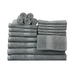 Table Mats Basic Solid 18-Piece Bath Towel Set Collection School Grey