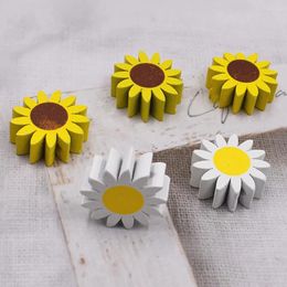 Decorative Figurines 30 Pcs Summer Crafts Sunflower Wooden Beads DIY Accessories Loose Shaped Garland Making