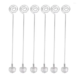 Spoons Honey Stick Dipper 6 Pcs 304 Stainless Steel Spoon Stirring Bar Swizzle For Serving Soups Frosting Melted C