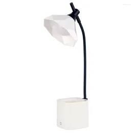 Table Lamps Desk Lamp With Pencil Holder Rechargeable LED 3 Dimming Levels Adjustable Brightness Light For Teens White