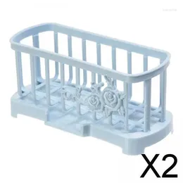 Kitchen Storage 2xKitchen Sink Caddy Sponge Holder Soap Organizer Basket Light Blue