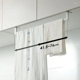 Kitchen Storage Adjustable Under Cabinet Towel Shelf Cleaning Cloth Rag Hanging Rack And Organizer For Pantry Extendable White