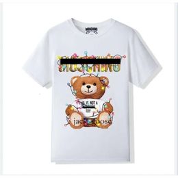 Moshino Mens Bear Print T Shirts Designer Brand Mosshno Letter Summer T Shirt Fashion High Qualitys Casual Soft Shirts US Size S-XXL Moshinos Women Summer Shirts 733