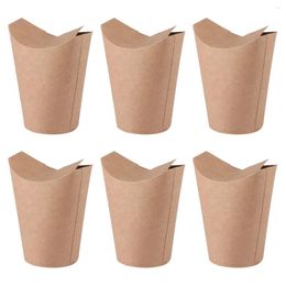 Disposable Cups Straws 50pcs Kraft Paper Sealing Ice Cream Container Egg Puffs Cup For French Fries Popcorn Chicken (Brown)