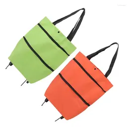 Storage Bags Foldable Cart Bag Zipper Design Good Large Capacity Shopping Space Saving Oxford Cloth For Travel