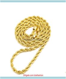 Chains Necklaces Pendants Jewelry 6Mm Thick 30inch Long Solid Rope Chain 14K Gold Sier Plated Hip Hop ed Heavy Necklace 65G1170360