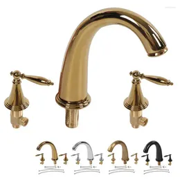 Bathroom Sink Faucets Double Handle Faucet Three Hole Basin No Dripping For El