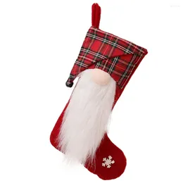 Christmas Decorations Personalised Stockings Large Size Plaid Xmas With Snowflake Santa For Gifts Goodies Handmade Projects