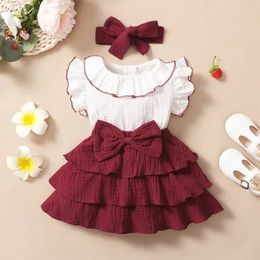 Girl's Dresses Dress For Kids 3-24 Months Korean Style Fashion Butterfly Sleeve Cute Princess Formal Cake Dresses Ootd For Newborn Baby GirlL2405