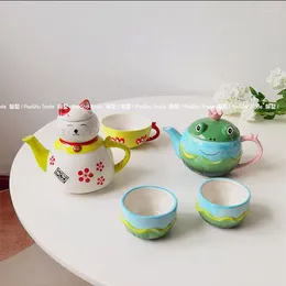 Teaware Sets Japanese Hand Painted Teapot Ceramic Tea Set Auspicious Lovely Animal Cup Girl Heart Gift