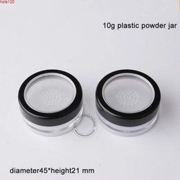 50pcs/Lot Wholesale 10g Makeup Tool Plastic Refillable Jar 1/3OZ Cosmetic Pot Loose Powder jar With Sifter Bottle Empty Vialhood qty Jx Ejsa