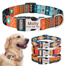 Adjustable Nylon Custom Name Free Nameplate Dog Collar Printed ID Tag Personalized Small Large Medium Pet Engraved Dogs Collars 240428