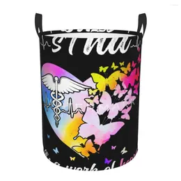 Laundry Bags STNA Week Butterfly Work Of Heart State Circular Hamper Storage Basket With Two Handles Bathrooms Books